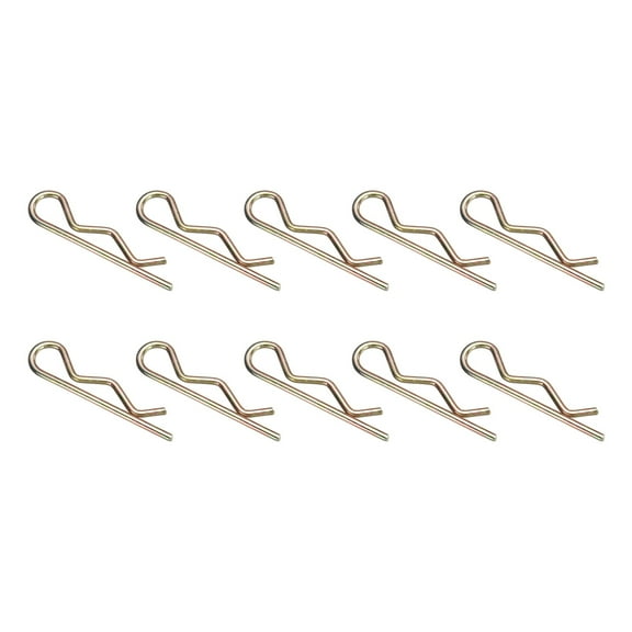 10Pack Hitch Pin Clip, 6x130mm Zinc-Plated Spring Steel Retaining R Clip, Gold