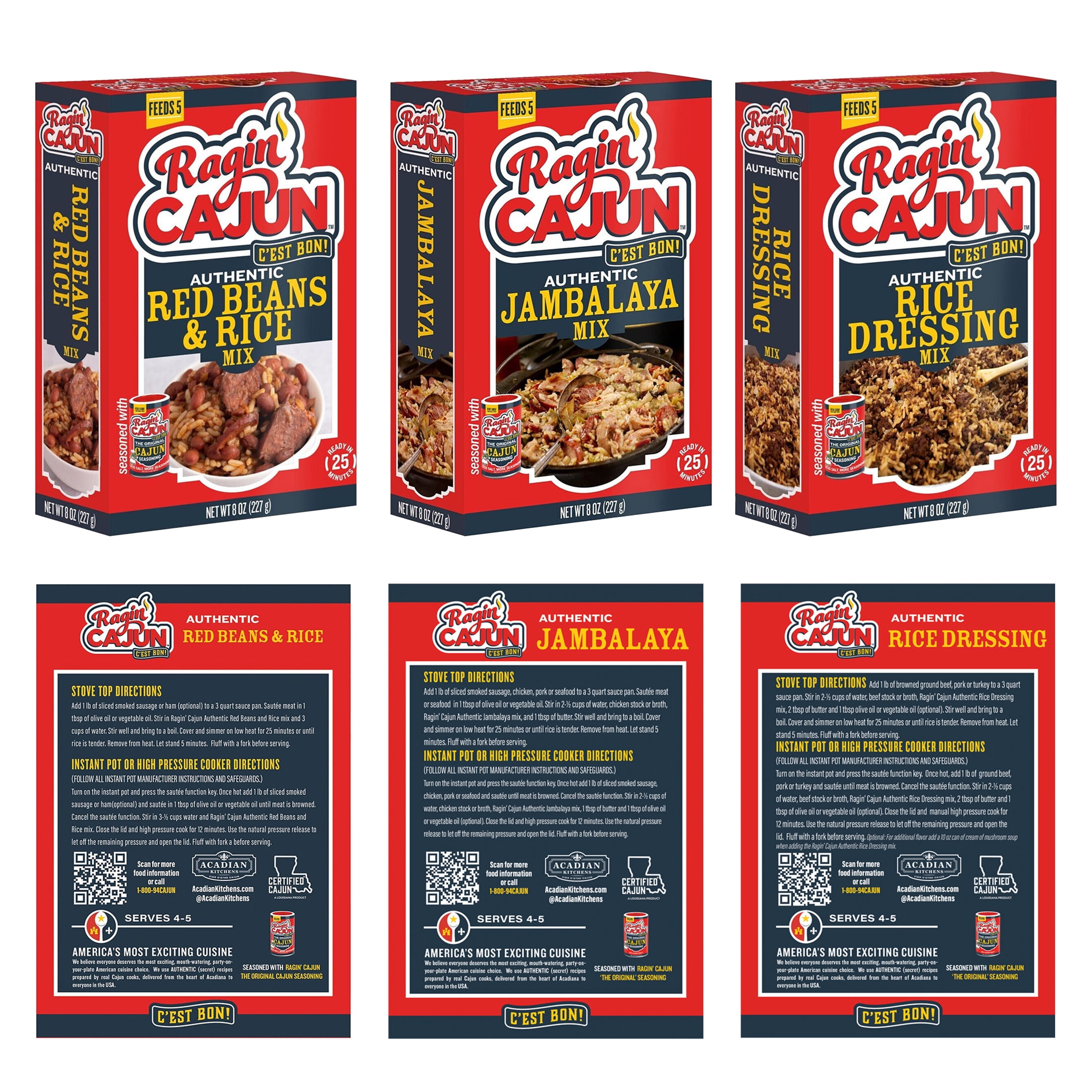 Ragin' Cajun Rice Dinner Party Set - Red Beans & Rice, Jambalaya, Rice Dressing