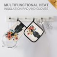 thumbnail image 4 of Yayeee Oven Mitts and Pot Holder Set of 4 Heat Resistant Kitchen Gloves Baking Hot Pad, Black Flowers, 4 of 5
