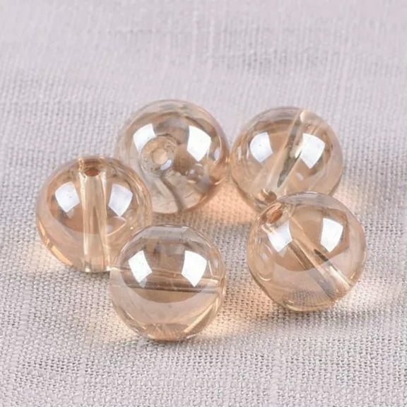 U8MO Round Glossy 6mm 8mm 10mm 12mm 14mm Crystal Glass Loose Beads for Jewelry Making-Champagne-6mm (50pcs)