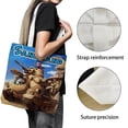thumbnail image 3 of Sandland Bolso de tela con estampado de lienzo para mujer, bolsa de compras reutilizable y estética, con cremallera interior, regalo para mujer,40*40cm., 3 of 6