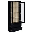 thumbnail image 3 of Hawthorne 4-shelf Glass Door Cabinet with Drawers Black, 3 of 11