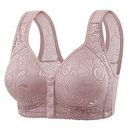 Front Snaps Bras for Old Women Soft Cotton Buckle Bra Comfy Corset Underwear Wirefree Plus Size Push Up Full Coverage Bras