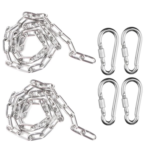 Ymeibe Set Of 2 Swing Chains 1/5"" X 60'' Stainless Steel With 4 Free Threaded Quick Links Anti-Rust Iron Link Chains For Playground Kids Swing Seat Support 660 Lb Swing Set Accessories And Replacemen