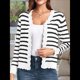 thumbnail image 4 of Suéteres Tipo Cárdigan de Larga para Mujer, Informales, Ligeros, con Botones y Cuello en V, para Otoño Rayas Blancas XL, 4 of 9
