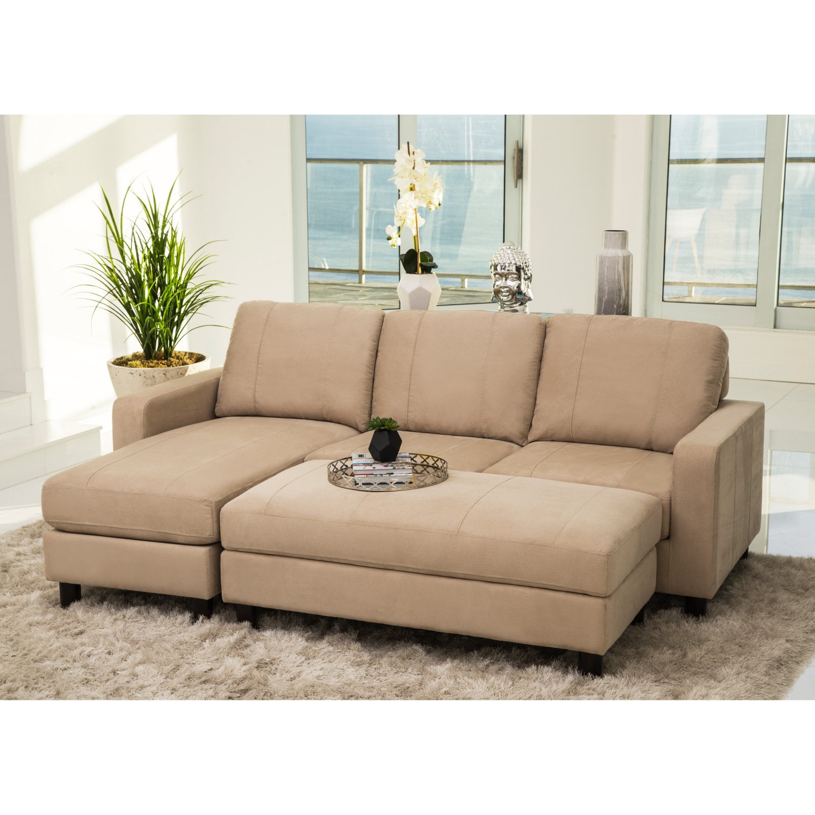 Abbyson Stanford Fabric Reversible Sectional Sofa With