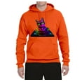 thumbnail image 2 of Neon Retro Rainbow DJ MC Hip Hop Cat | Mens Cat Lover Hooded Sweatshirt Graphic Hoodie, Orange, Medium, 2 of 4