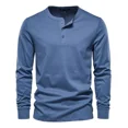 thumbnail image 1 of Blusas De Manga Larga Para Hombre Con Cuello Henley Y Camisa, 1 of 2
