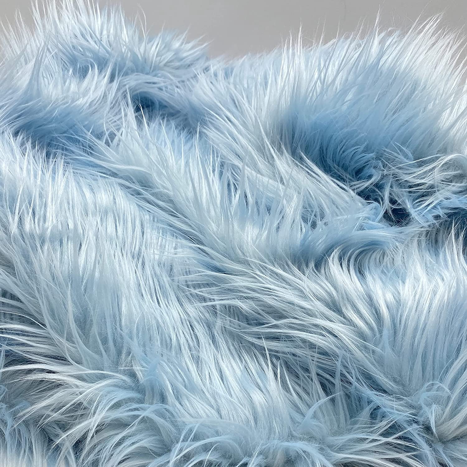 Faux Fur by the Yard - Long Pile Mohair Fur - Baby Blue