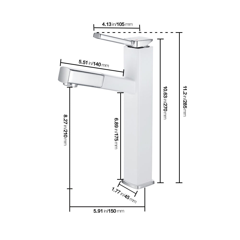 KAIYING Single Handle Bathroom Sink Faucet with Pull Out Sprayer, Rotating Spout, Pull Down Basin Mixer Tap for Hot and Cold Water (Tall, Chrome & White)