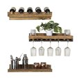 thumbnail image 3 of del Hutson Designs Étagère à Vin Rustique Luxe 24 Pouces, Ensemble de 3, Noyer Foncé, 3 of 6