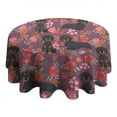 thumbnail image 4 of Dachshund Dog and Flower Floral Round Tablecloth 60"x60",Wrinkle Wipeable Table Cloth for Kitchen Dining Room Picnic Patio Party, 4 of 6