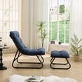 thumbnail image 3 of Leumius Patio Outdoor Lounge Chair with Ottoman, Comfy Sling Recliner Chair with Puffy Cushion and Foot Stool for Living Room Bedroom Reading Room Navy Blue, 3 of 9