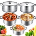 thumbnail image 1 of Bateria de Cocina, 5 Piezas Juego de Ollas de Acero Inoxidable, Ollas de Cocina Antiadherentes, Bateria de Cocina Acero Inoxidable para Cocina de Inducción y Estufa de Gas (6.6, 5.5, 4, 3, 2.1 L), 1 of 9
