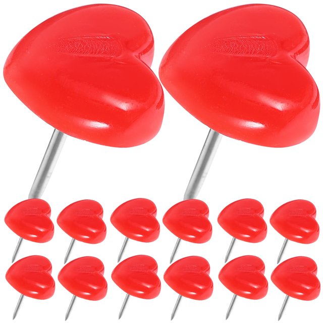 LIFKOME 150Pcs Heart Shape Pushpins Red PP and Iron for Map Marking Art and Craft Activities