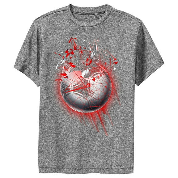 Boy's Lost Gods Soccer Red Lines Performance Graphic Tee Charcoal Heather Large