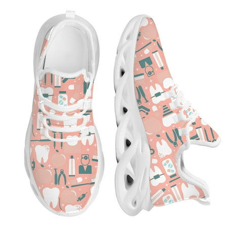 

Dental Sneakers Lightweight Lace-up Platform Shoes Tooth Medical Print Running Shoes for Women Outdoor Platforms