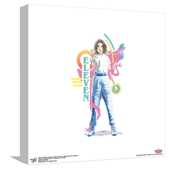 Gallery Pops Netflix Stranger Things: Season 3 - 80s-Style Eleven Graphic Canvas Wall Art, Unframed Version, 12" x 12"