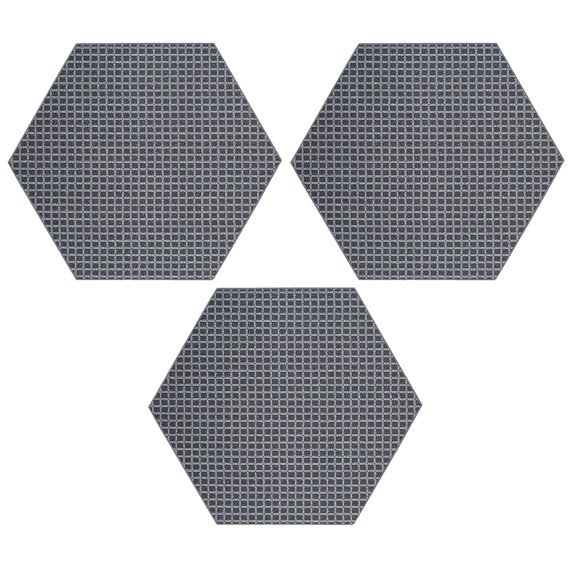 Furnish My Place Corner Indoor/Outdoor Commercial Black Color Rug, Corner Area Rug, Home Decor Mat, Pet-Friendly Carpet for Living Room, Bedroom, Made in USA, 3' Hexagon - Set of 3