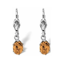PalmBeach Jewelry Oval-Cut Simulated Birthstone Drop Earrings in Yellow Goldtone or Silvertone