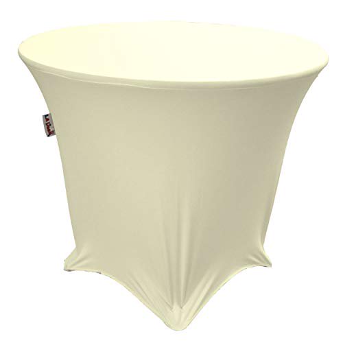 LA Linen TCSpandex48Rx30H_IvoryX25 LA Linen Round Spandex Tablecloth, 48-Inch Round 30-Inch High, Ivory