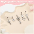 thumbnail image 7 of Bocaoying 5 Pcs Belly Button Ring Pendants, Belly Button Piercing Jewelry, Dangle Belly Button Rings, Stainless Steel Belly Rings for Women, Cute Heart-Shaped Bow Flower Pregnancy Belly Rings, 7 of 7