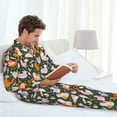 thumbnail image 6 of Naloa Roosters and Chicks Men’s Pajamas Set - Long Sleeve Button Down Sleep Shirt and Pajama Bottoms Sleepwear Set-Large, 6 of 7