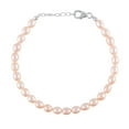thumbnail image 2 of QNAVIC Genuine Peach Freshwater Cultured Pearl Fancy Oval Full Beaded Bracelet, Handmade Jewelry, April Birthstone, Gift for Women, 925 Sterling Silver Bracelet 8", 2 of 5