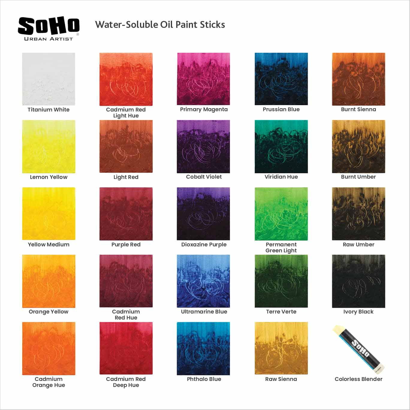 SoHo Urban Artist Water Soluble Oil Sticks for Artists – Colorless Blender Oil Paint Stick - 37 ml - 3-Pack - No Brushes or Solvents Needed, Paint Any Primed Surface, Water Clean-Up, Non-Toxic