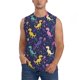 thumbnail image 1 of Fotbe Colorful Dinosaur Men's Camiseta sin Mangas Estampada para Hombres, Playera Casual para Gimnasio, Entrenamiento, Playa-Small, 1 of 7