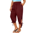 thumbnail image 2 of Antinious Ladies Plus Size Faux Comfortable Split Capris Side Pocket Daily Casual Pants, 2 of 5