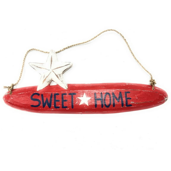 Sweet Home Americana Wooden Sign 14" - Red Texas Decor | #ort17085d