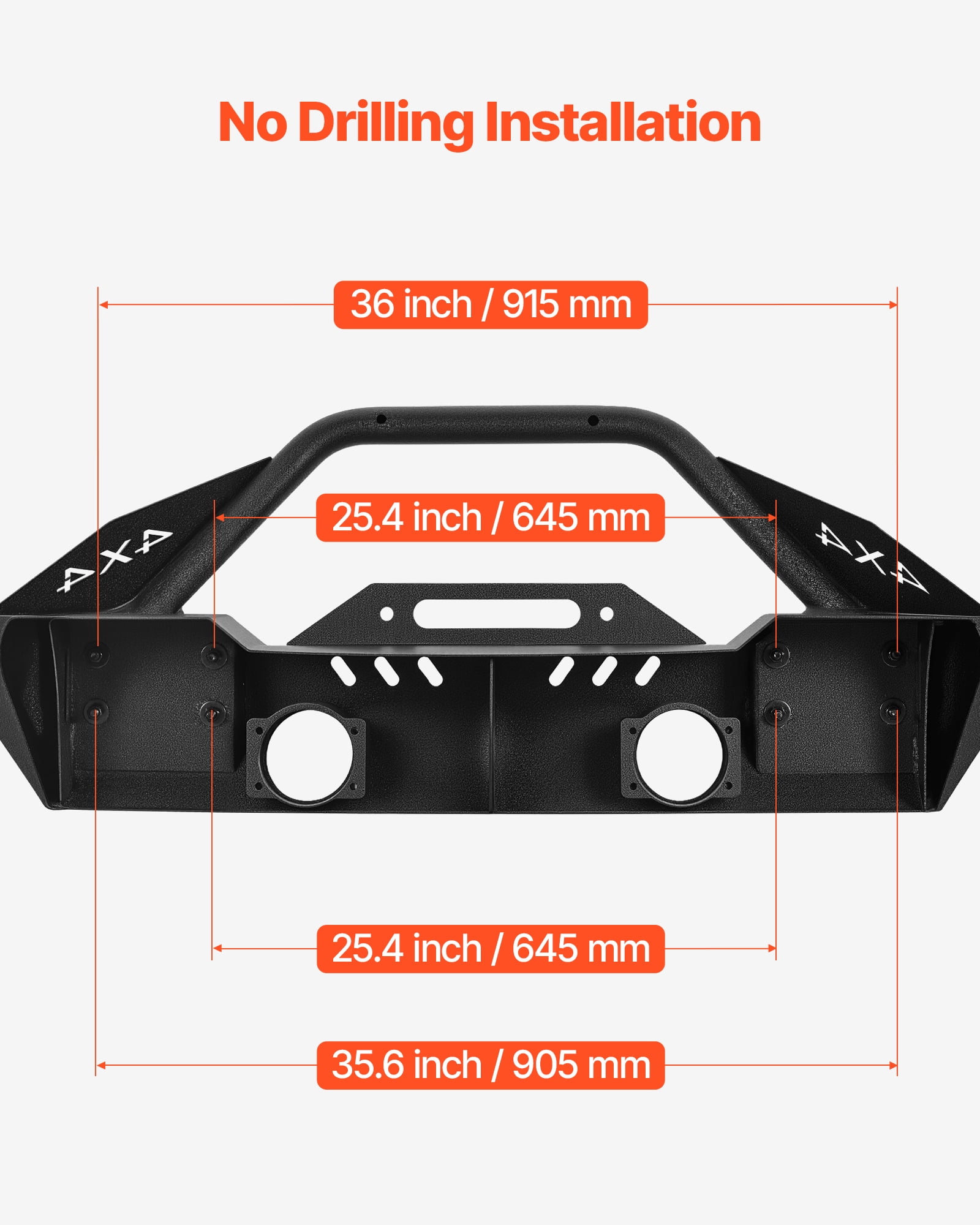 VEVOR Front Bumper Compatible with 2018-2024 Jeep Wrangler JL JLU & Gladiator JT, Heavy-Duty Steel Front Bumper with Winch Plate, D-Ring Mounts & Fog Light Housing