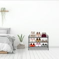 thumbnail image 3 of Seville Classics 3-Tier Stackable 9-Pair Resin Slat Metal Frame Shoe Storage Rack Organizer, Silver Mist, 3 of 7