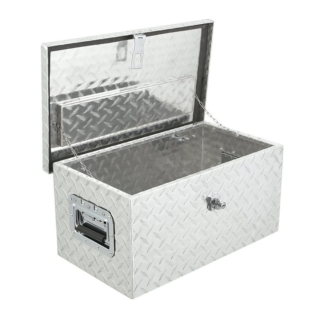 Bingirl 20 Inch Aluminum Diamond Plate Tool Box with Lock & Keys - Waterproof Storage Organizer for Trucks, RVs, Trailers