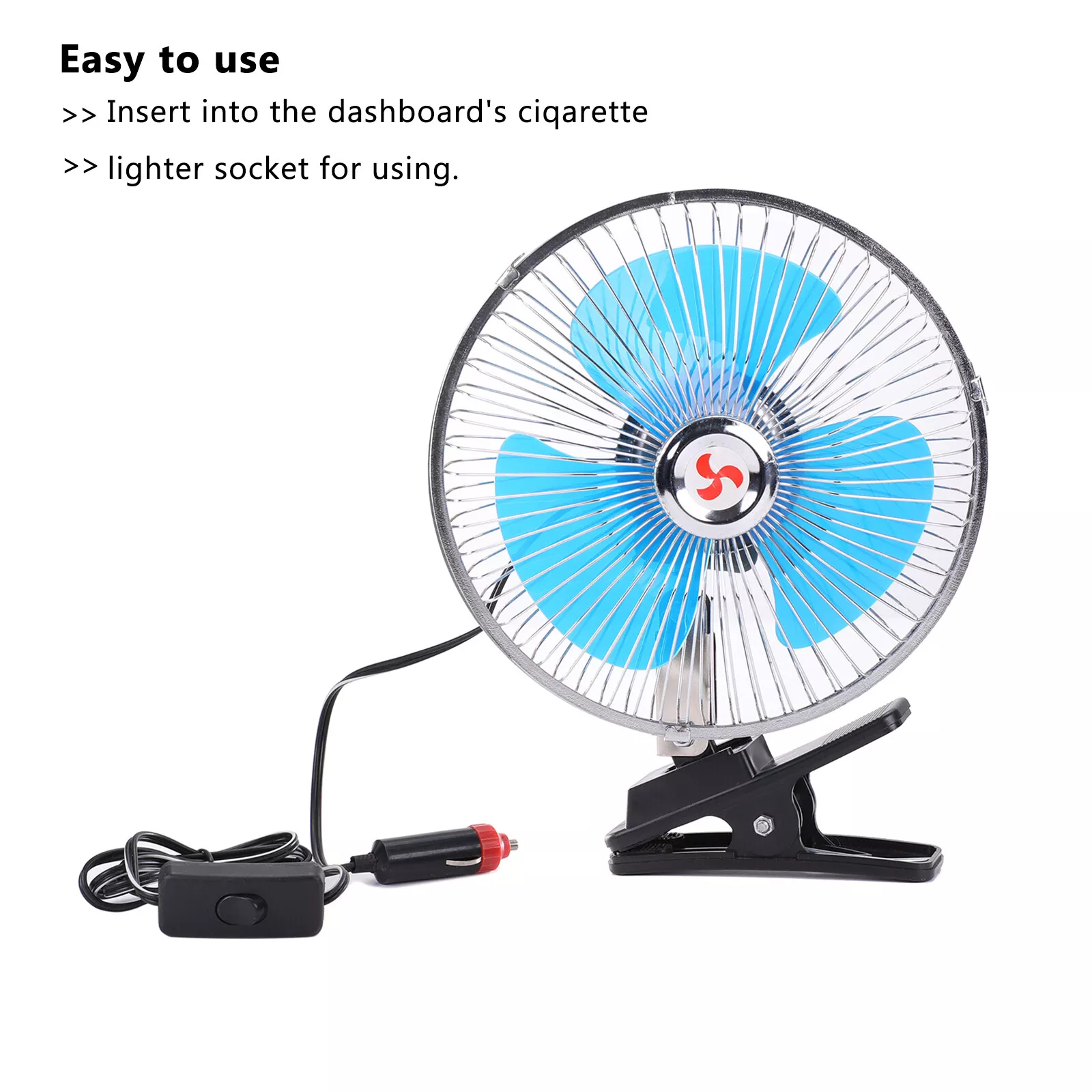cigarette lighter fan walmart 8inch 12V Car Oscillating Clip On Fan 180 Degree Rotation Strong Wind Cigarette  Lighter Fan with Clamp Easy Attachment to Console or Dash