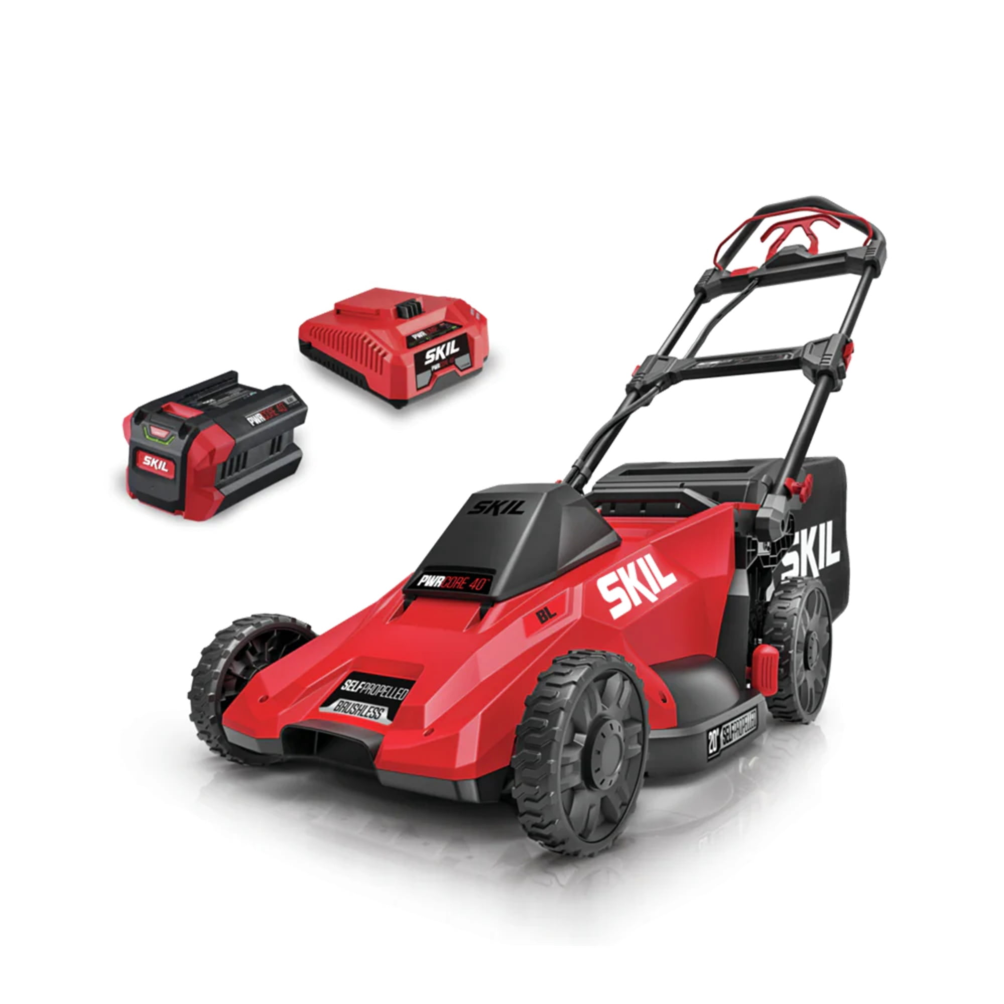 SKIL PWR 40V 20-Inch Self-Propelled Lawn Mower, Brushless Battery Lawn Mower, Cordless Electric Lawn Mower with 6.0Ah Battery and Charger