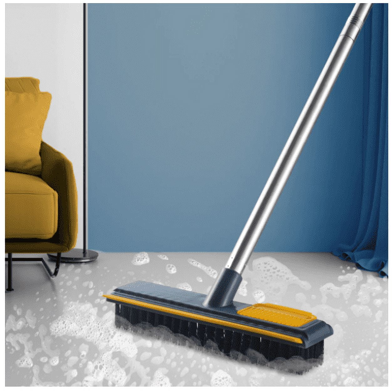 Yeetfub Soft Cleaning Brush with Handle Extendable Floor Corner Cleaning Brush Tile Window Scrubber Scraper Multi Functional Bathroom Toilet Washing Mop