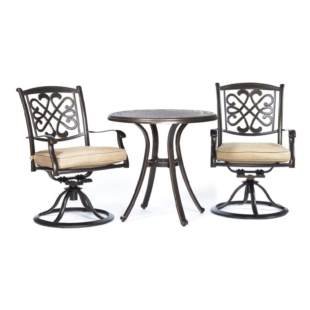 Kepooman Outdoor Dining Table and 4 Swivel Rockers Chairs for Garden Patio, Set of 3, Black Gold Kepooman Outdoor Dining Table and 4 Swivel Rockers Chairs for Garden Patio, Set of 3, Black Gold