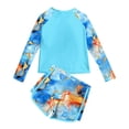 thumbnail image 2 of Aideaone 2 Piece Girls Rash Guard Set Long Sleeve Swimsuit with Shorts UPF 50+ Bathing Suits for Girls 7-12 Years, 2 of 5