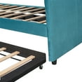 thumbnail image 3 of Twin Upholstered Daybed, Modern Tufted Daybed Sofa Bed With Trundle Bed and Wood Slat Support, Twin Bed Platform Frame for Living Room Bedroom, No Box Spring Needed, Blue, 3 of 7