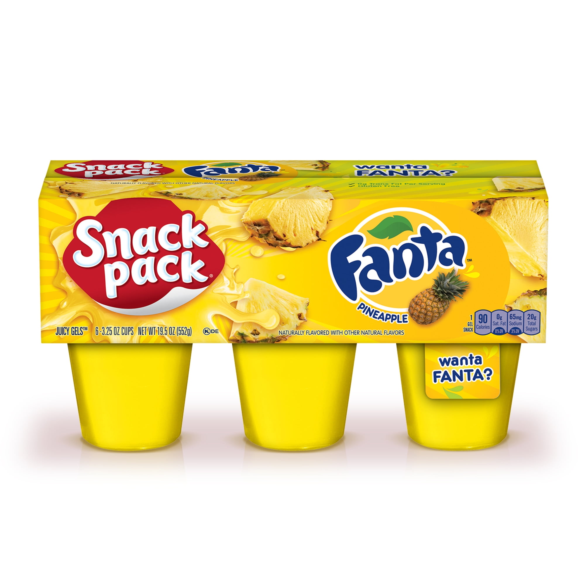 Snack Pack Fanta Pineapple Flavored Juicy Gels, 3.75oz, 6 Count Snack