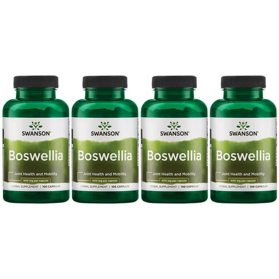 Swanson Boswellia - Herbal Supplement Promoting Joint Support - Ayurvedic Herb for Joint Flexibility & Mobility Support - Made with Boswellia Serrata Resin - (100 Capsules) (4 Pack)