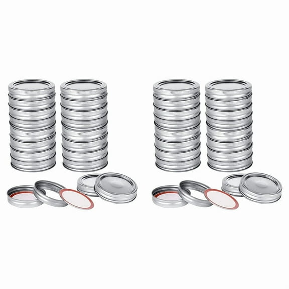 40Pcs Jar Lids & Rings Set for Regular Mouth Canning,Split-Type & Leak Proof Lids for Ball Kerr Jars (70 mm),40 x Jar Lids 40 x canning bands,silver