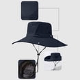 thumbnail image 3 of UTSJKR Men's Outdoor Fishing Hiking Bucket Hat, UPF 50 Wide Brim UV Protection Lightweight Breathable Sun Cap Navy, 3 of 6