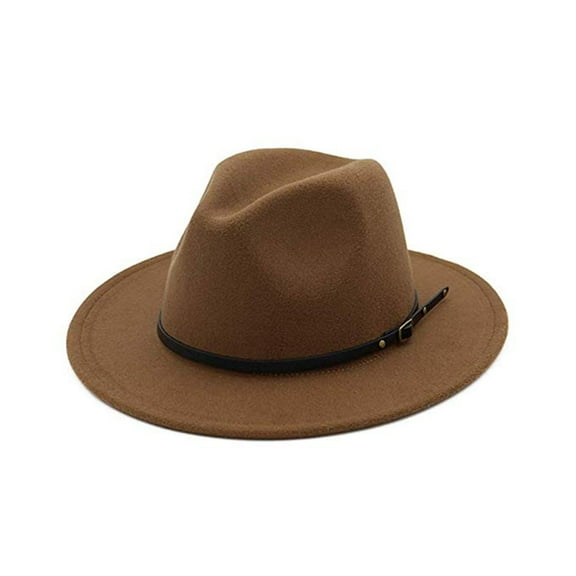 Happydeer Jazz Cap Wide Brim Breathable Solid Color Fedora Hat Winter Floppy Women Cap Streetwear (Camel)