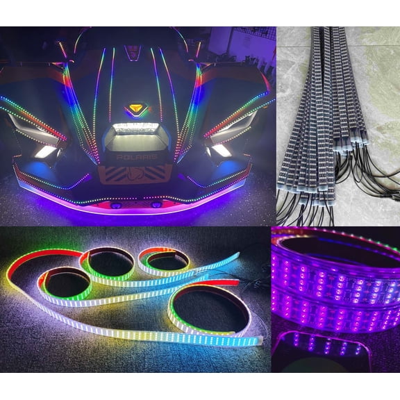 Tzvmny LED Lighting Factory - 8Pieces 3FT Waterproof Chasing LED Underglow Lights For Slingshot Car Truck Quad Row Strips