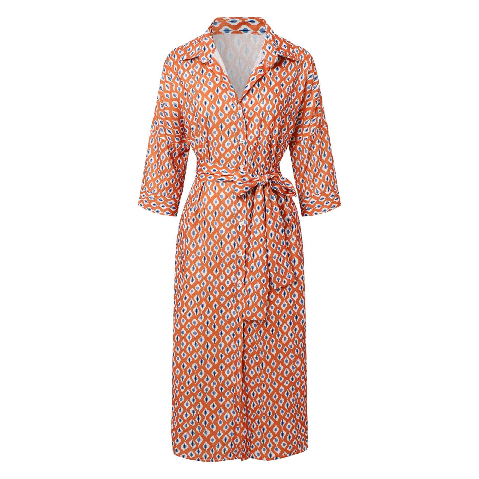 Zhuashum Robes pour Femmes Manches Longues Col en V Robe d'Été