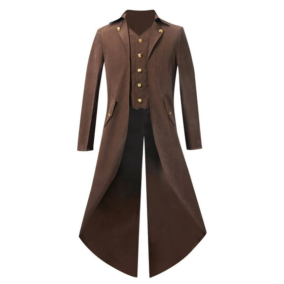 2025 Men's Steampunk Vintage Tailcoat Jacket Gothic Victorian Coat Uniform Halloween Medieval Renaissance Top