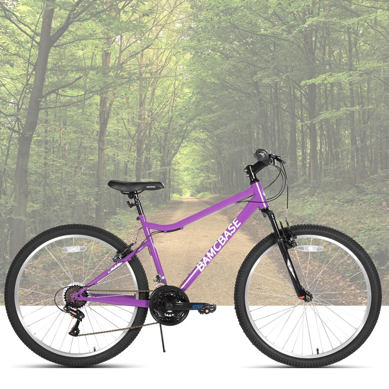 26インチベルトチェーン自転車(紫色) HILAND 26 inch Mountain Bike for Men Women, 18 Speeds High-Carbon